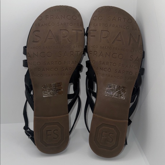 Franco Sarto Gilligan Black Strappy Leather Sandals Women’s 6.5 - Picture 7 of 9